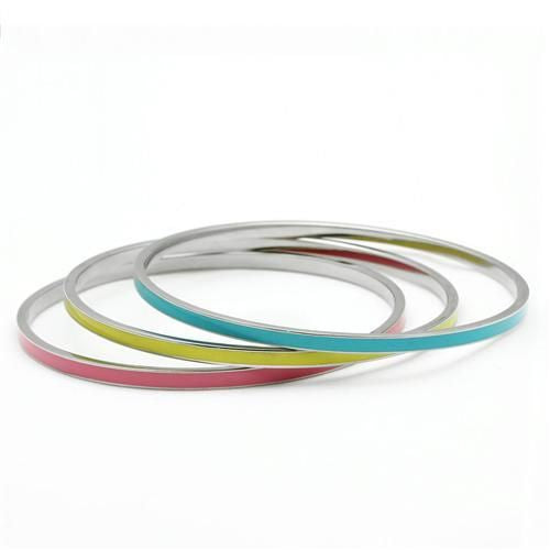 CeriJewelry Wholesale Women's Stainless Steel High polished Multi-color Bangles