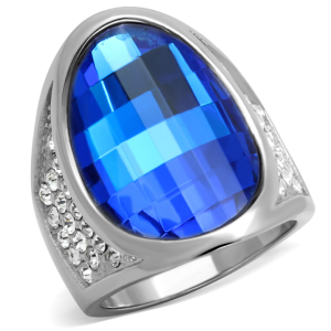 Cerulean Sapphire Stainless Steel Cocktail Ring
