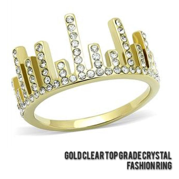 Gold Clear Top Grade Crystal Fashion Ring