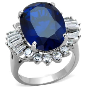 London Blue Spinel Stainless Steel Cocktail Ring