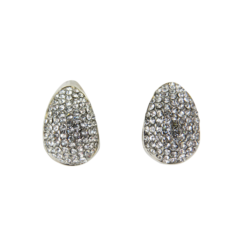 Pave Top Grade Crystal Silver Plated Earrings