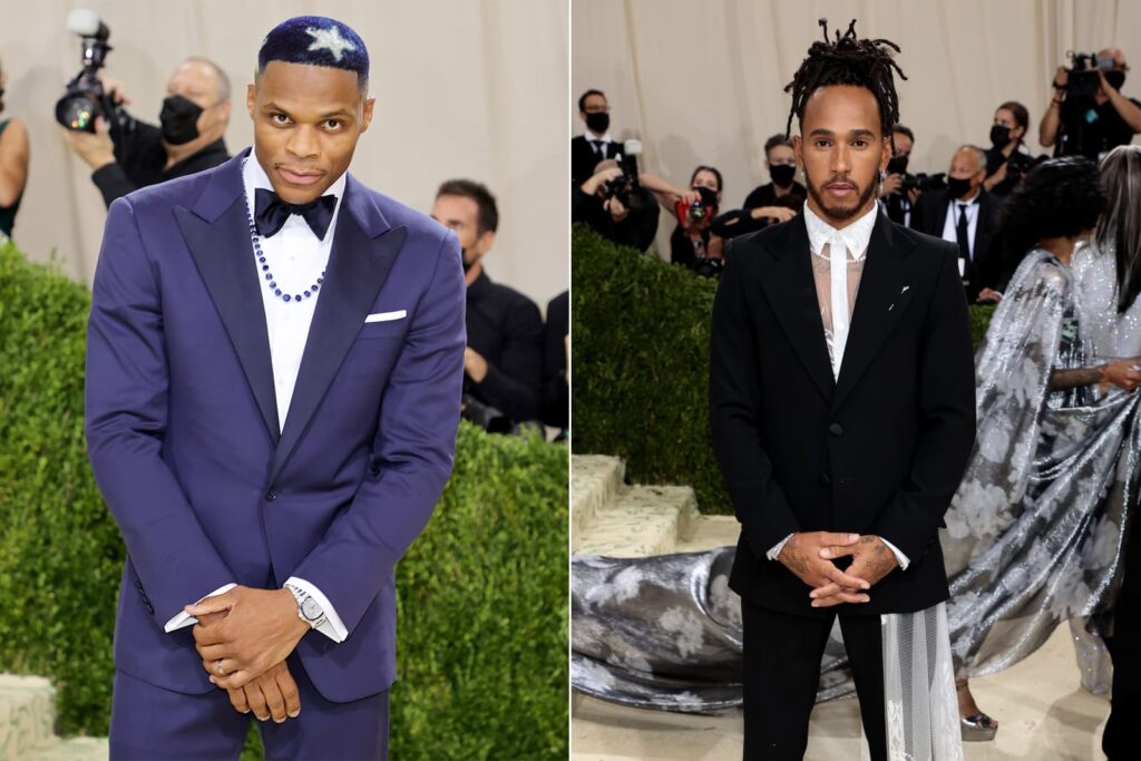  Russell Westbrook and Lewis Hamilton at the Met Gala 2021