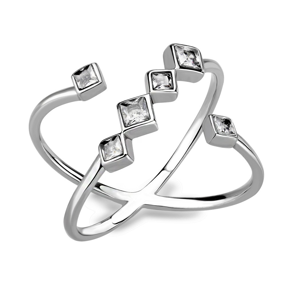 CJ3730 Wholesale Women's Stainless Steel Clear AAA Grade CZ Constellation Cuff Ring