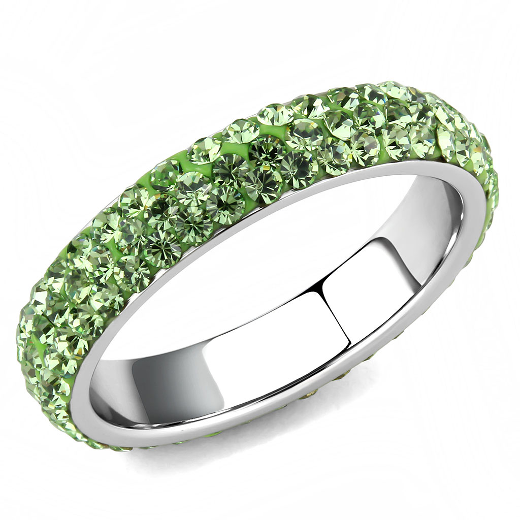 Stainless Steel Top Grade Crystal Peridot Infinite Sparkle Ring