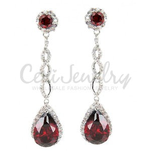 Ruby Red & Clear Pave Dropdown PM Earrings