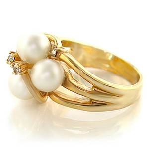 Gold Plated White Pearl Cluster Ring