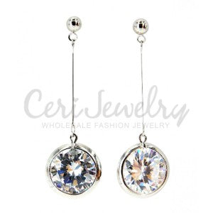 Simple Clear CZ Drop Earrings