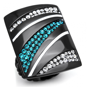 Crystal Couture  Square Black Stainless Steel Ring