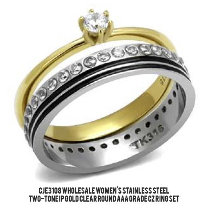 two tone wholesale fashion jewelry stainless steel set