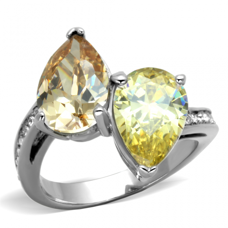 CJE1820 Pear Shaped Yellow & Citrine CZ Ring