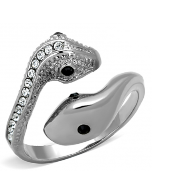 CJG2101 Wholesale Women's Stainless Steel Top Grade Crystal Minimal Snake Ring_CeriJewelry