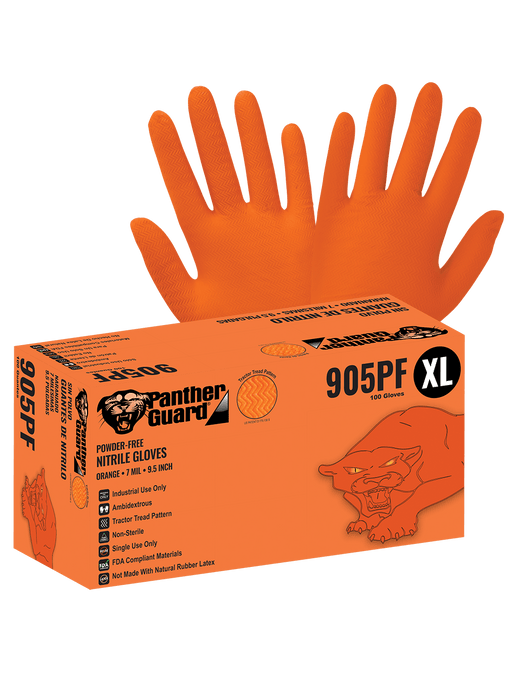 Panther-Guard® Disposable Gloves, 7 mil Orange Nitrile, Powder-Free, T —  Safety & Packaging Sales