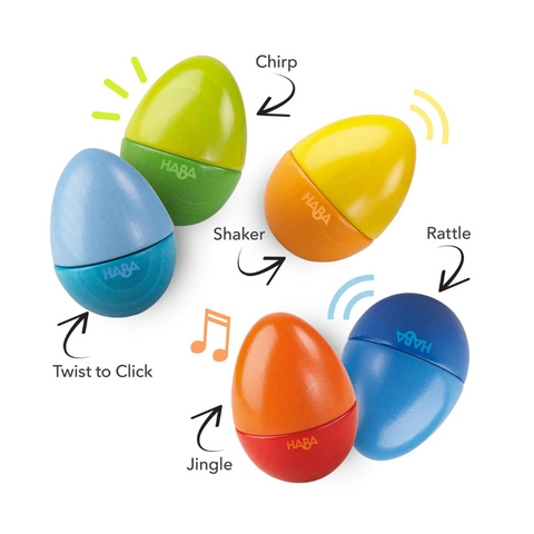 Open box HABA toys musical eggs