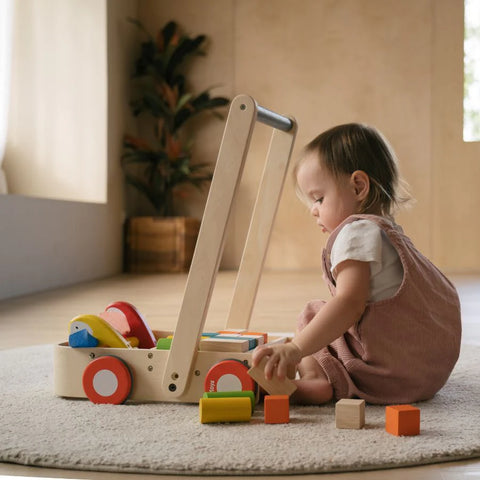 PlanToys Bird Walker is safe for baby and provides classic wooden block STEM play