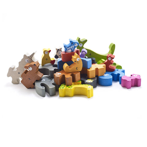 Beginagain Wooden Alphabites Food Puzzle and Playset