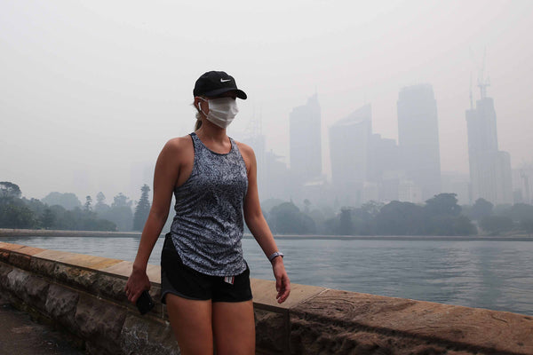 Sydney Bush Fires Smog and Smoke Wearing Mask