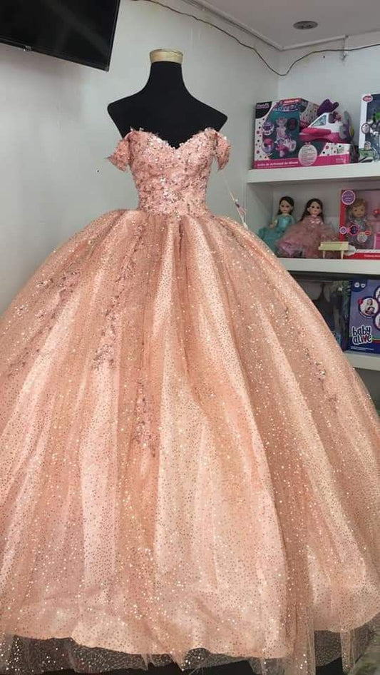 Pink Beaded Quinceanera Dress, Ball Gown, Sweet 16 Dresses, Prom Dress,  Graduation Party Dresses