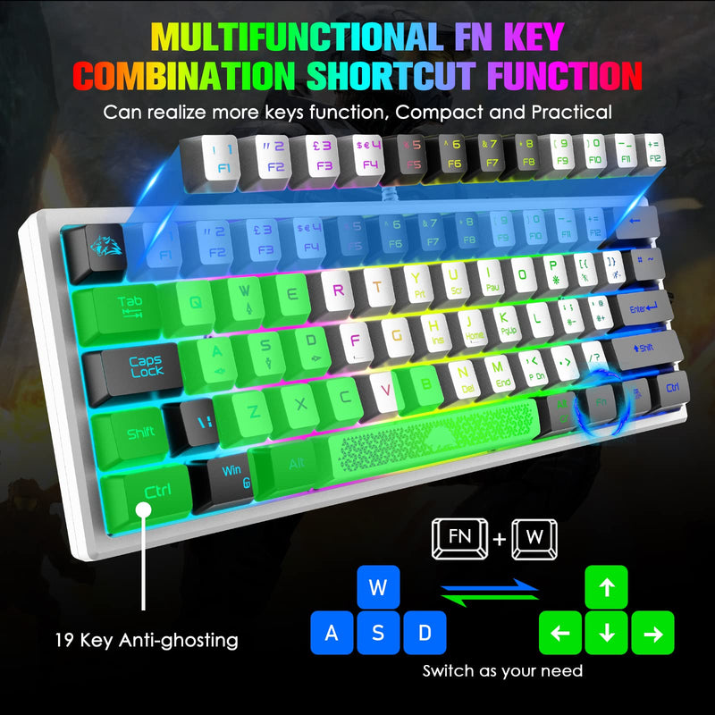 ZIYOU LANG K61 60% Gaming Keyboard Mini Portable with Rainbow RGB ...