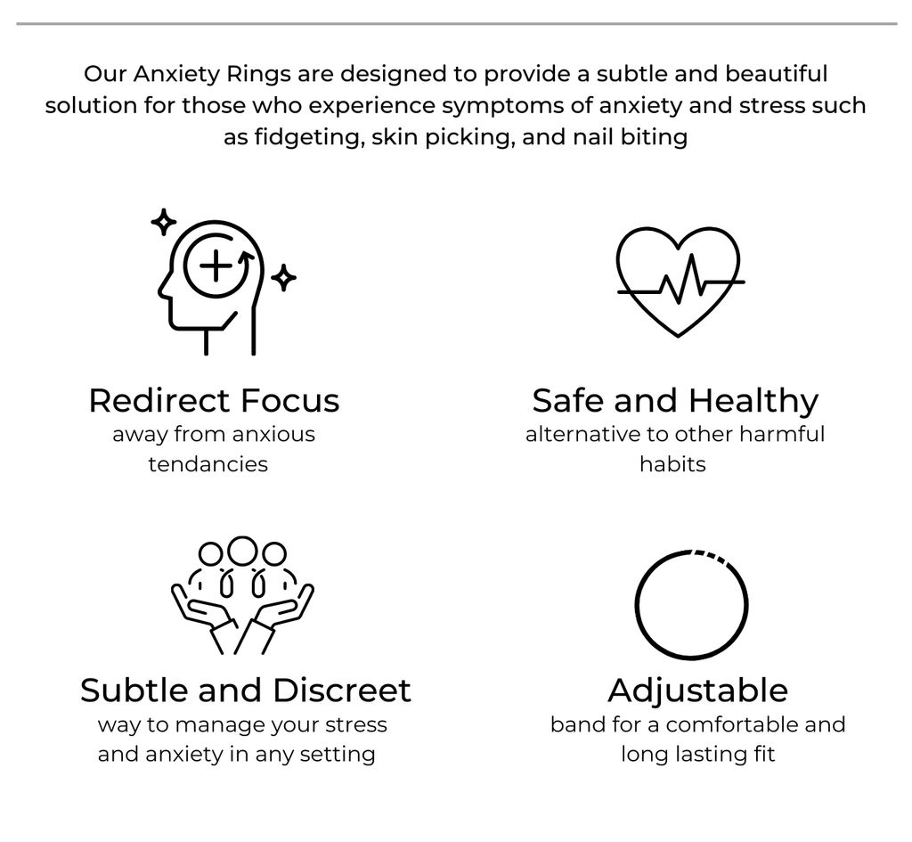 Infographic about our Anxiety Rings and what they can do for you.
