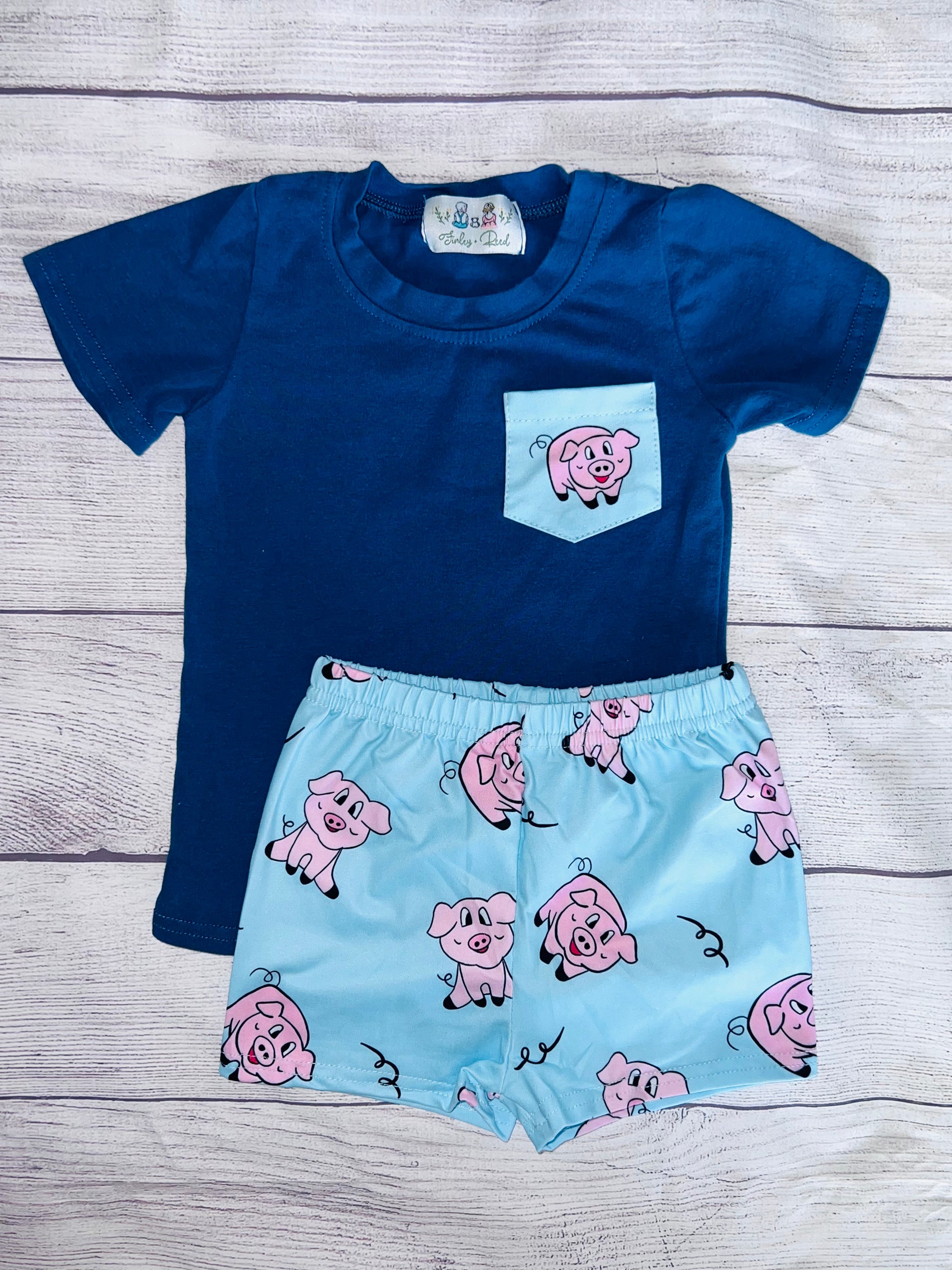 Here piggy short set RTS – Finley+Reed Monogramming and Boutique LLC