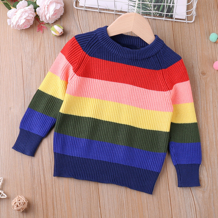 Rainbow Colorful Knit Sweaters Wholesale Toddler Clothing