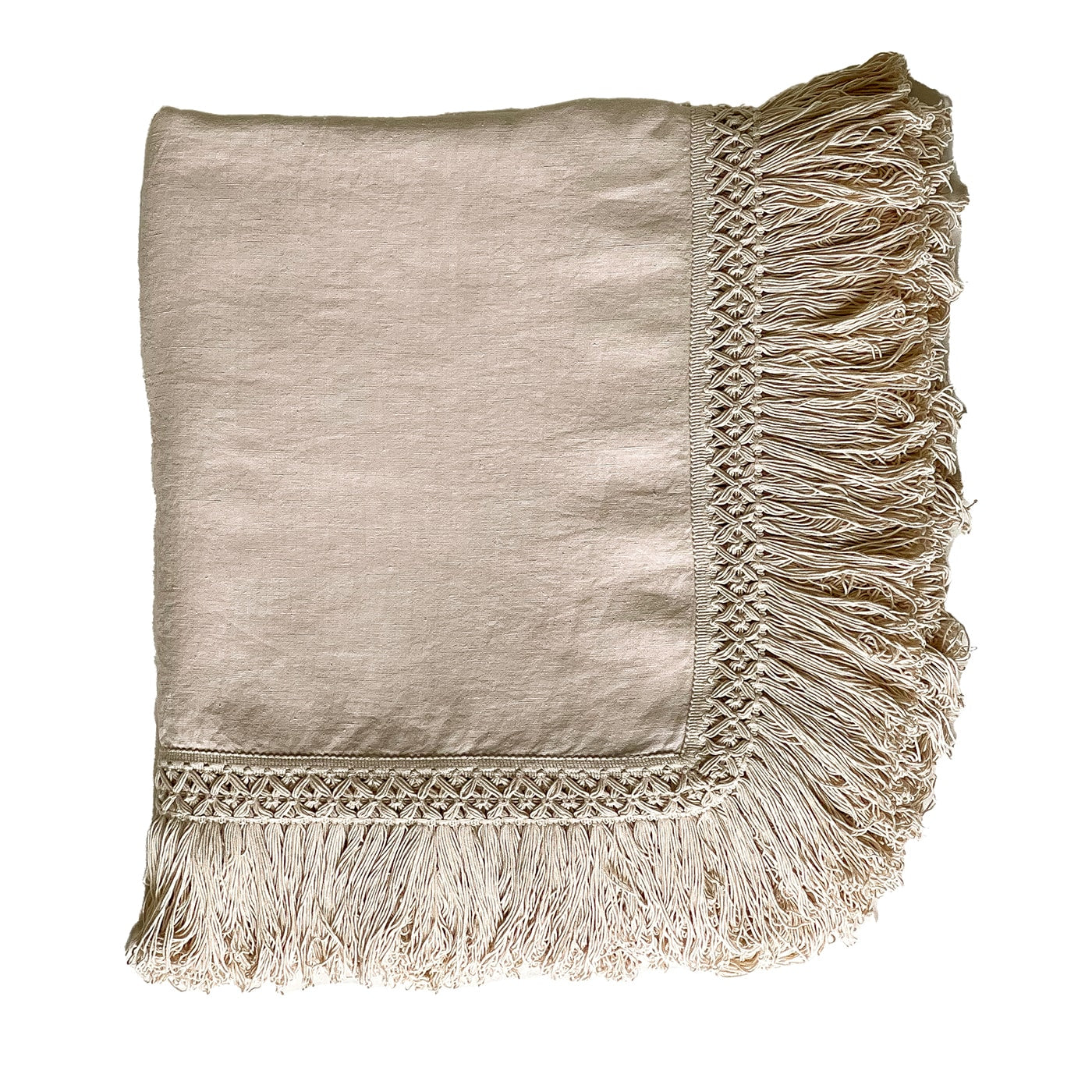 Cream Tablecloth with Extra Long Fringe - Main view