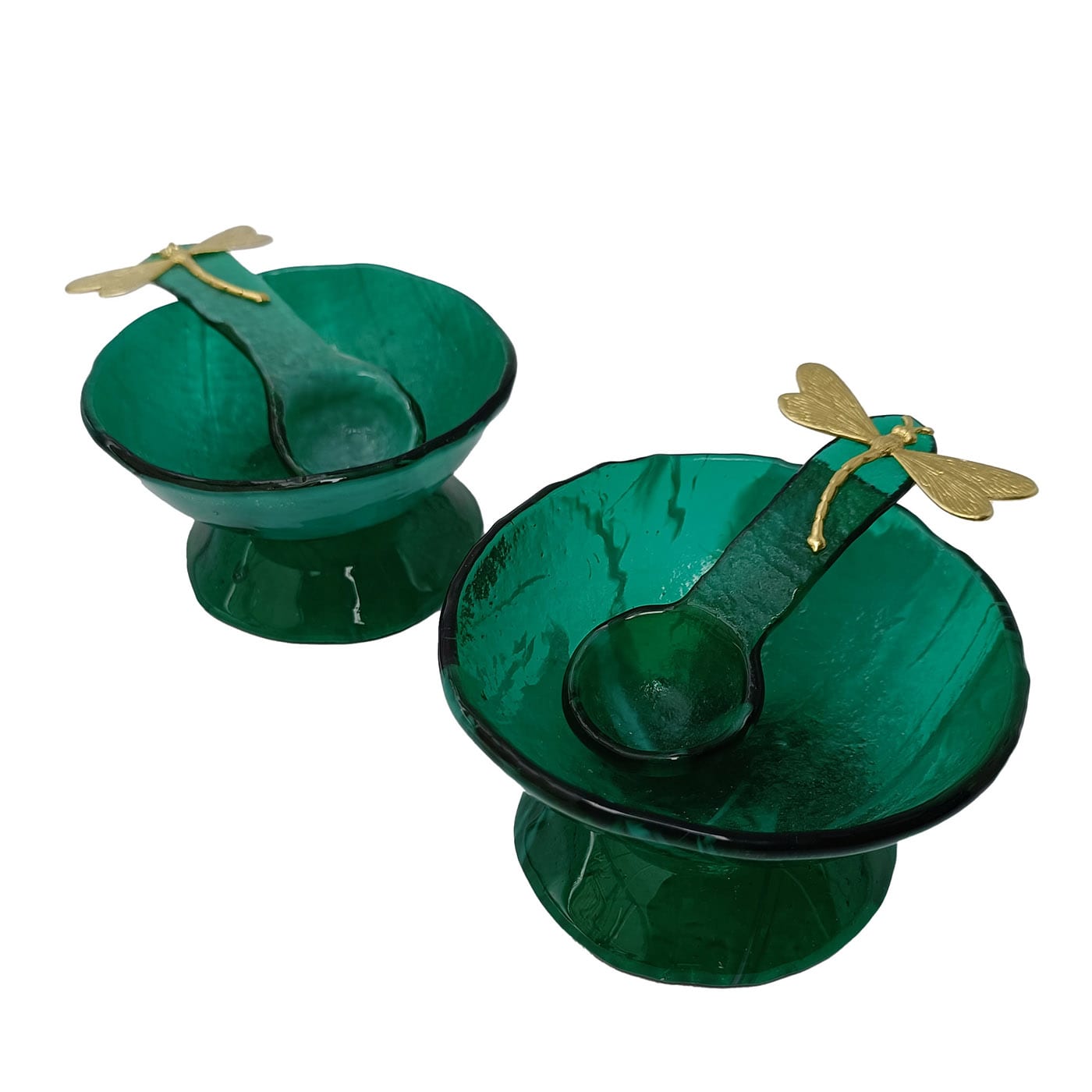 Green Glass Salt Cellars - Set of 2 - Main view