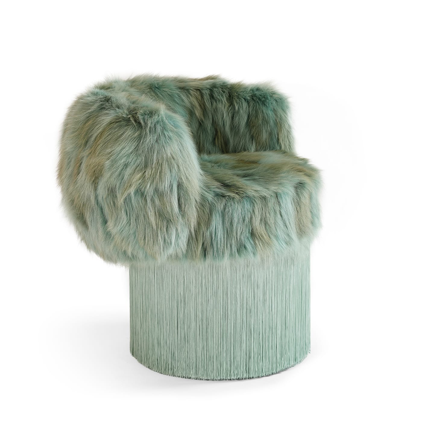 Pirouette Tiffany Green Coyote Fur Vanity Armchair - Alternative view 1