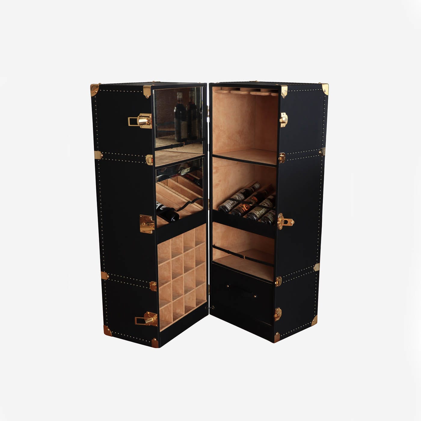 Regale Schwarz &amp; Gold Dampfer Bar Trunk auf Rädern - Alternative Ansicht 3