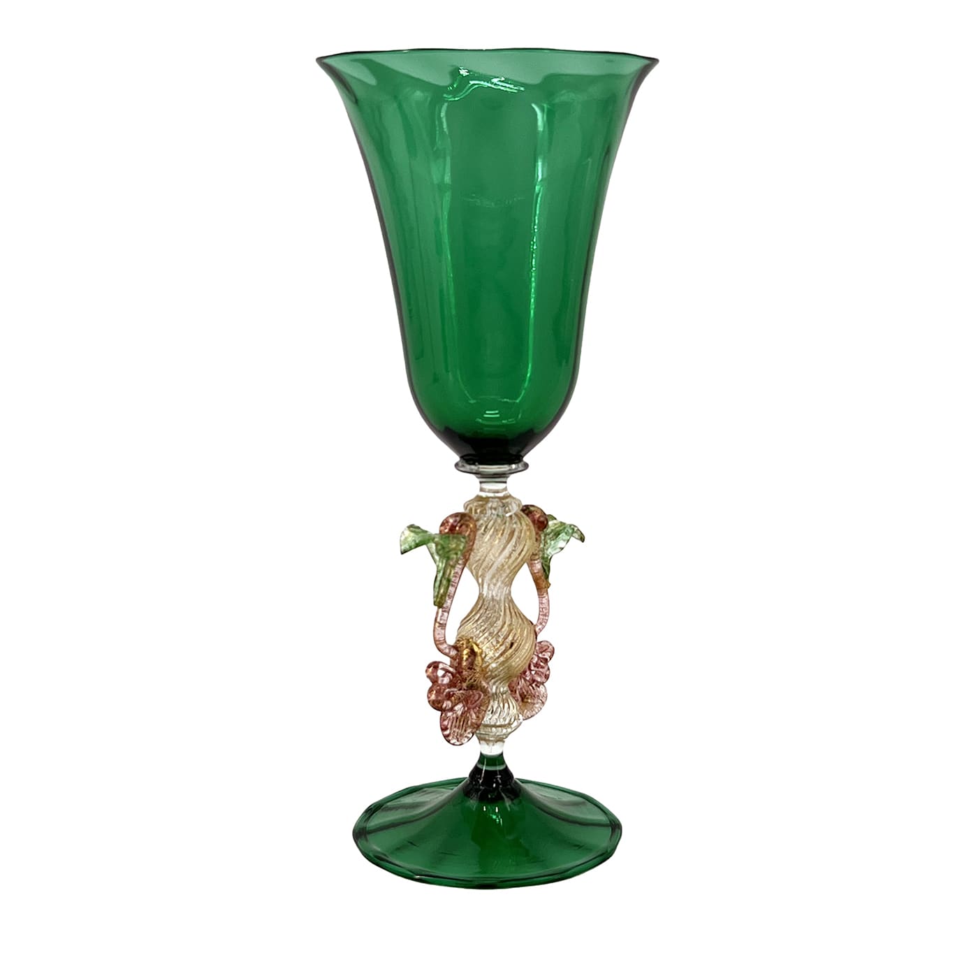 Tipetto Green & Golden Stemmed Glass #2 - Main view
