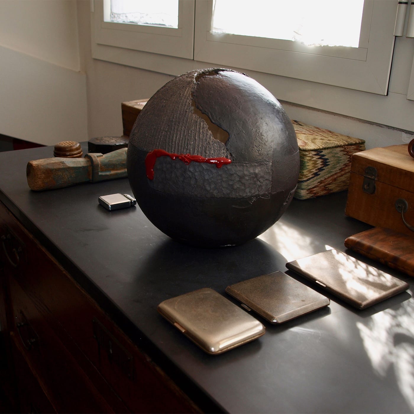 Gray and Red Decorative Globe #92 - Alternative view 4