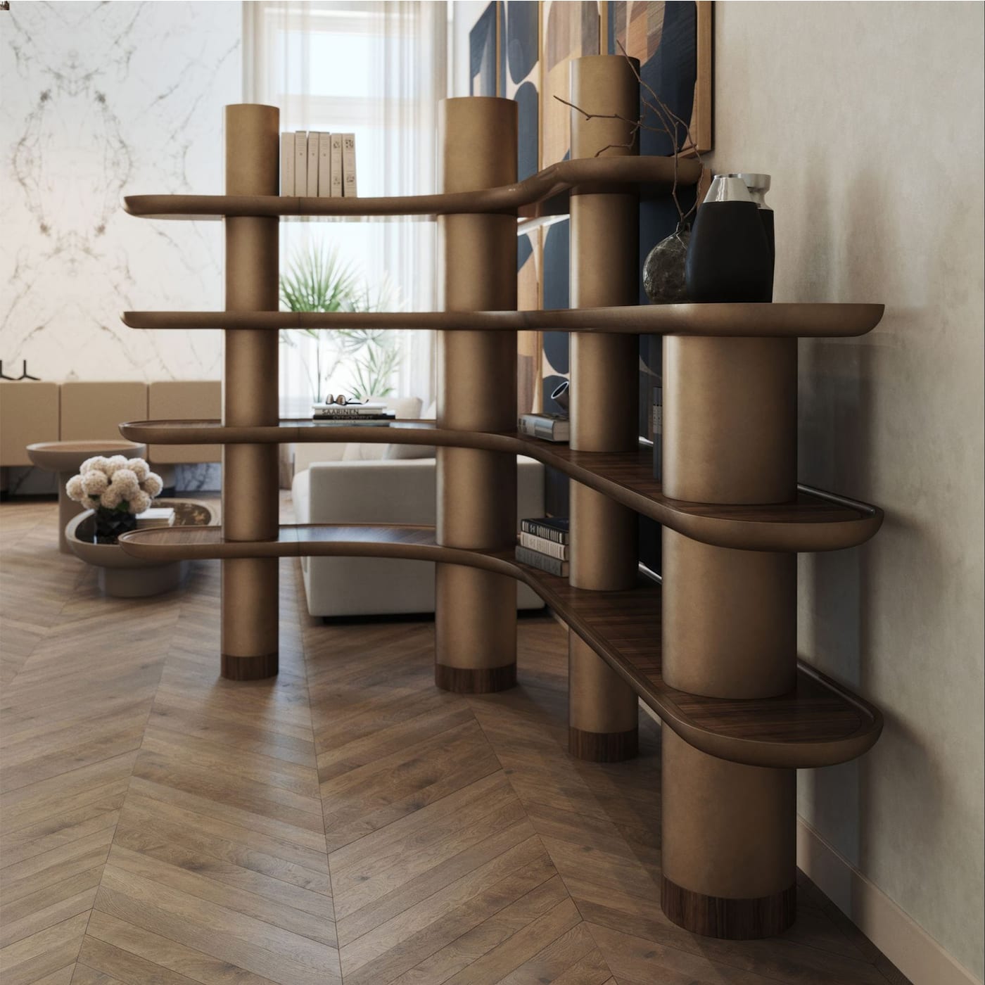 Mina Vintage Bronze Effect Bookcase - Alternative view 5
