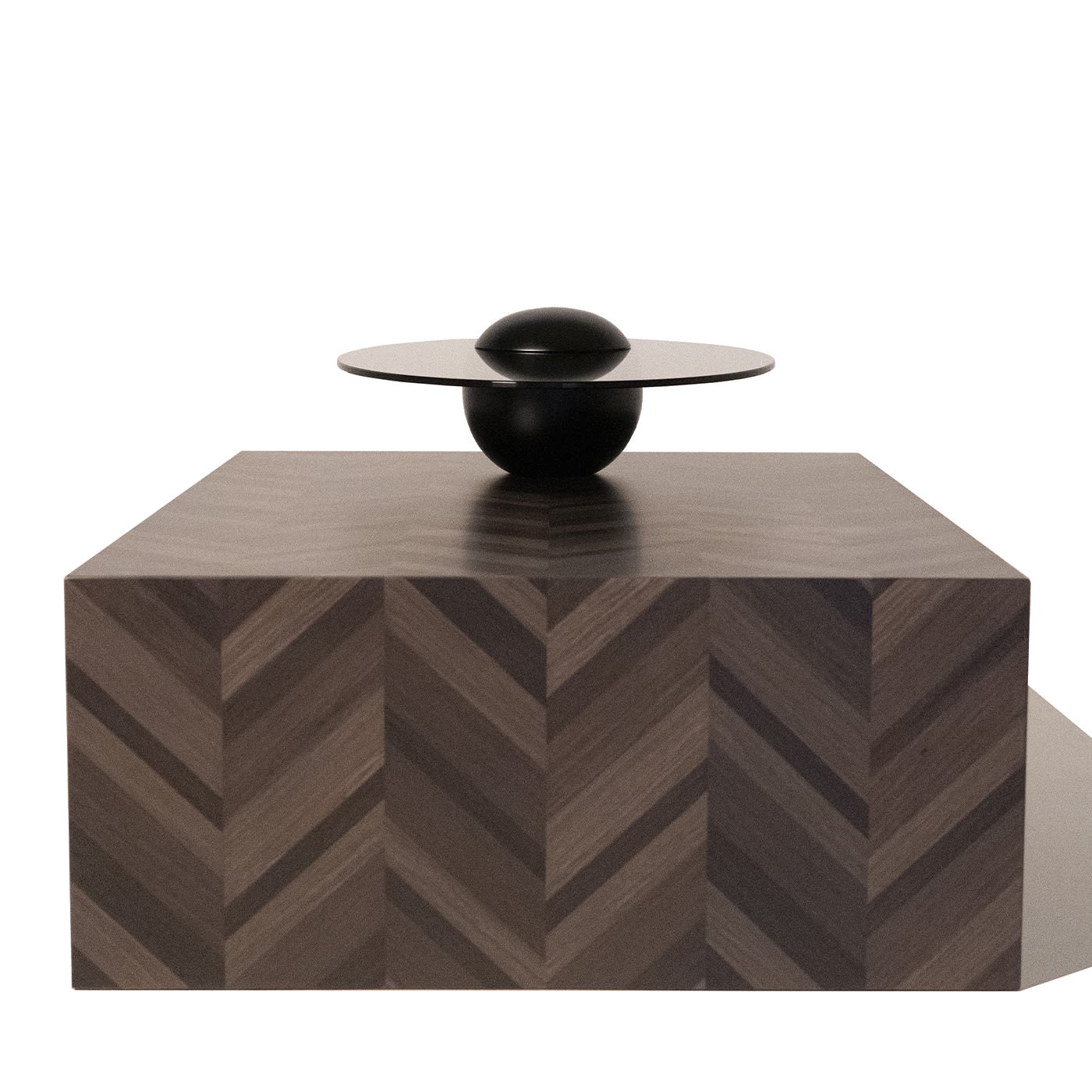 Saturno veneered coffee table with fumè glass top - Alternative view 1