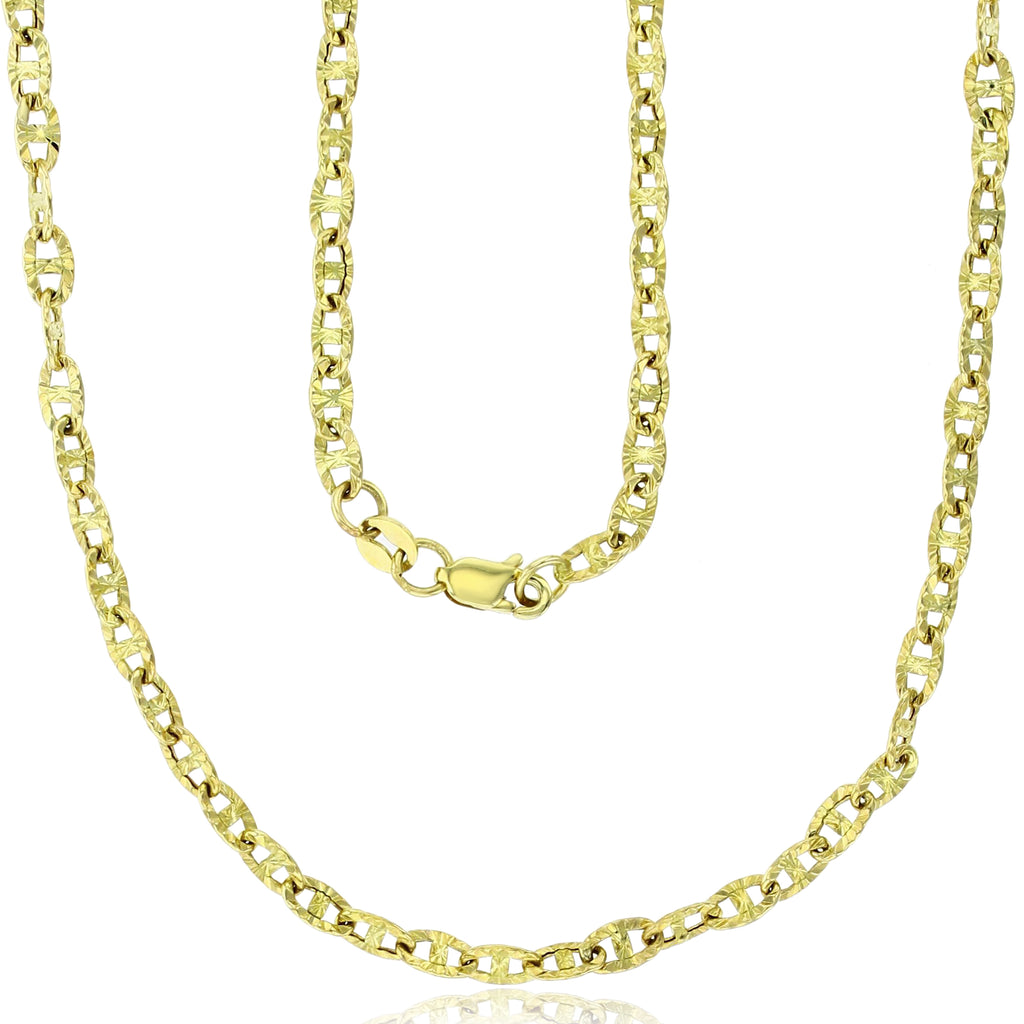 決算特別セール 14K White Gold Polished 3mm Hollow Filk Chain with