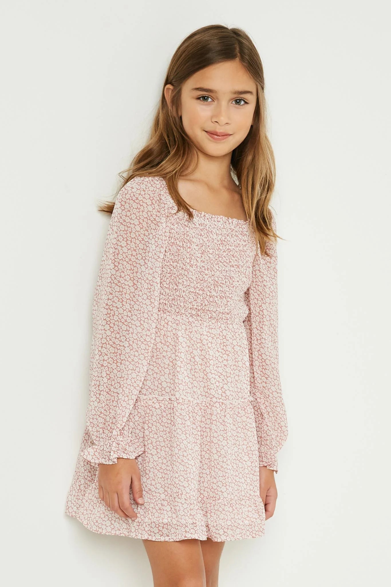 Girls Square Neck Mini Dress