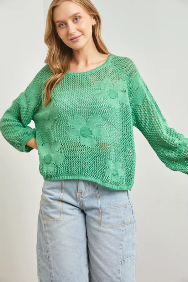 Flower Fishnet Knit Top