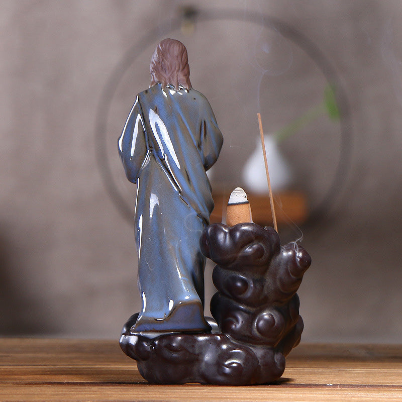 トップシークレット Ceramic Incense Holder, Incense Cones Burner Backflow Burner  Smoke Jesus Virgin Incense Holder Burner with 10 pcs Cones Stick Home  Decoration Handicra