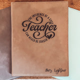 Leather Engraved Notebook with pencil holder and pocket