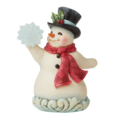 Jim Shore Mini Snowman and Snowflake Figurine, 3.5
