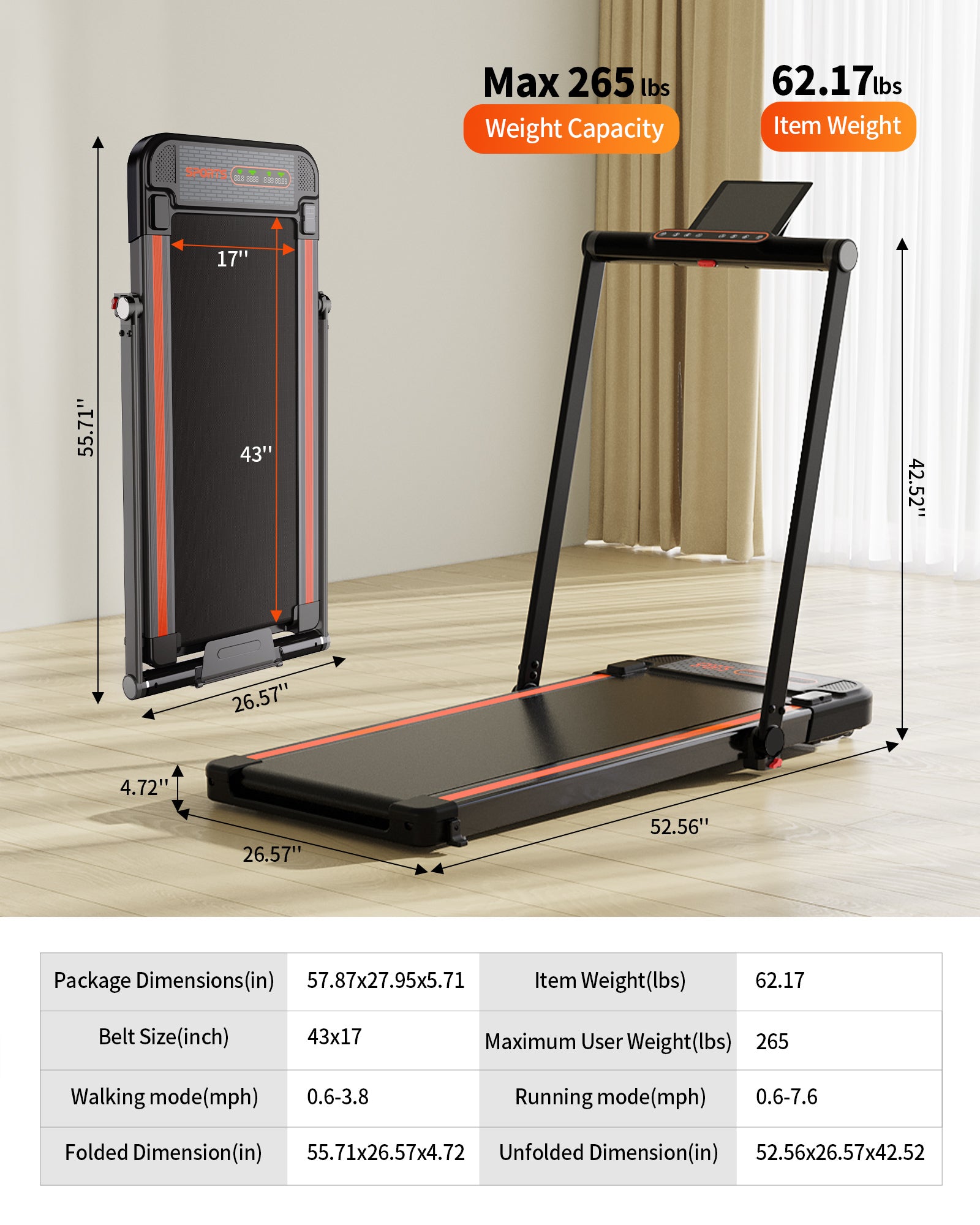 THERUN 2 in 1 Under Desk Folding Treadmill - Orange – THERUN USA