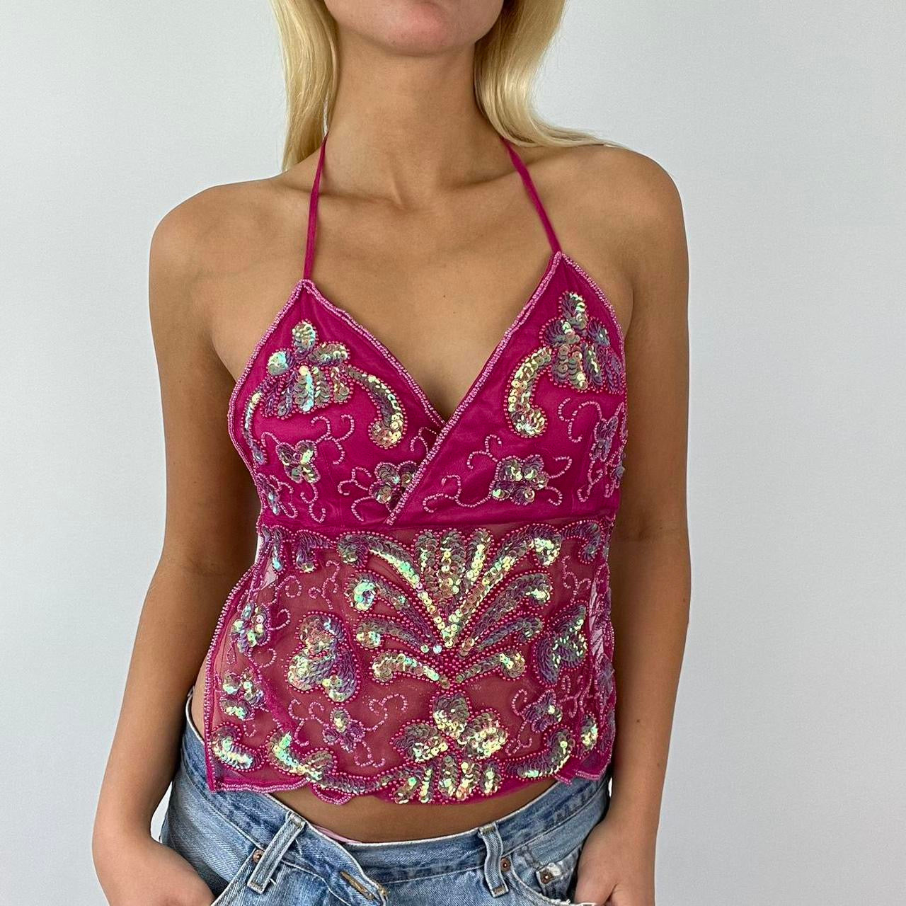 Vintage Sequin Halter Top