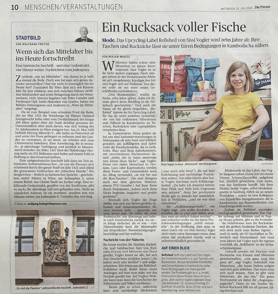 Refished in Die Presse on the 13th of july 2022