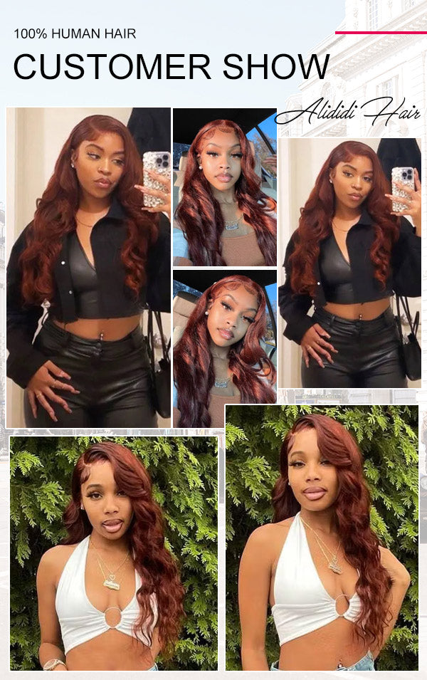 Reddish Brown Color Body Wave 13x4/13X6 HD Lace Front Wigs Human Hair