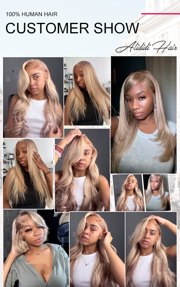 Straight Hair/Body Wave P10/613 Blonde Hair With Highlights 13x4 HD Transparent Lace Frontal