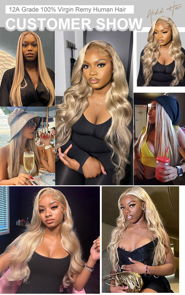 Straight Hair/Body Wave P18/613 Honey Blonde Highlights 13x4 HD Transparent Lace Frontal