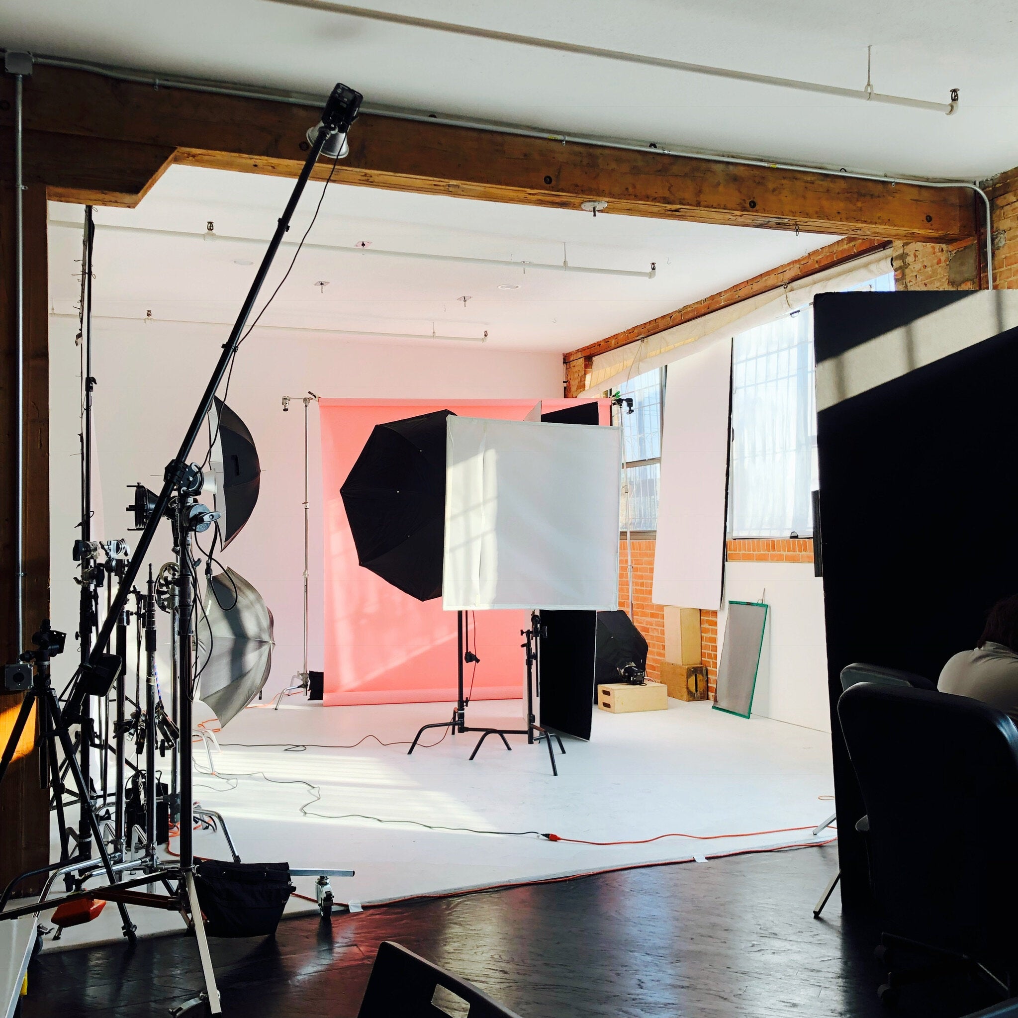 studio on set pink and black