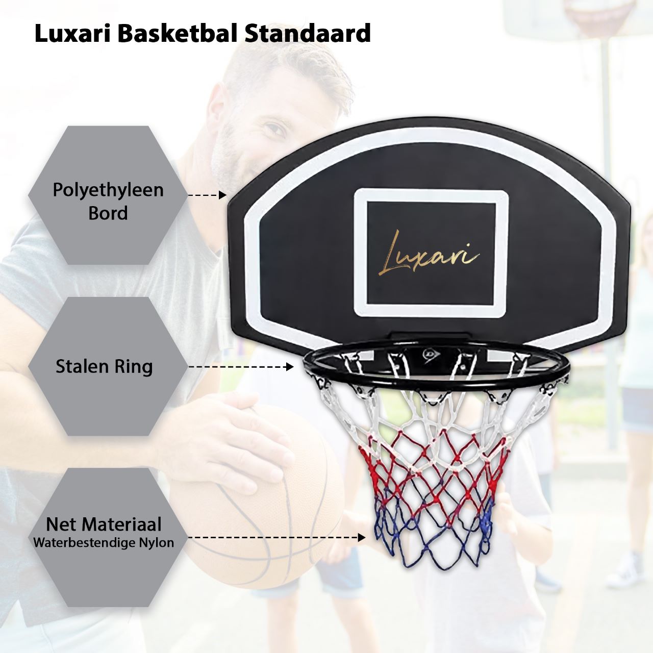 Latijns Sturen Mondwater Luxari Basketbalpaal Pro - In Hoogte Verstelbaar: 180 - 215 cm - Baske –  LuxariFitness