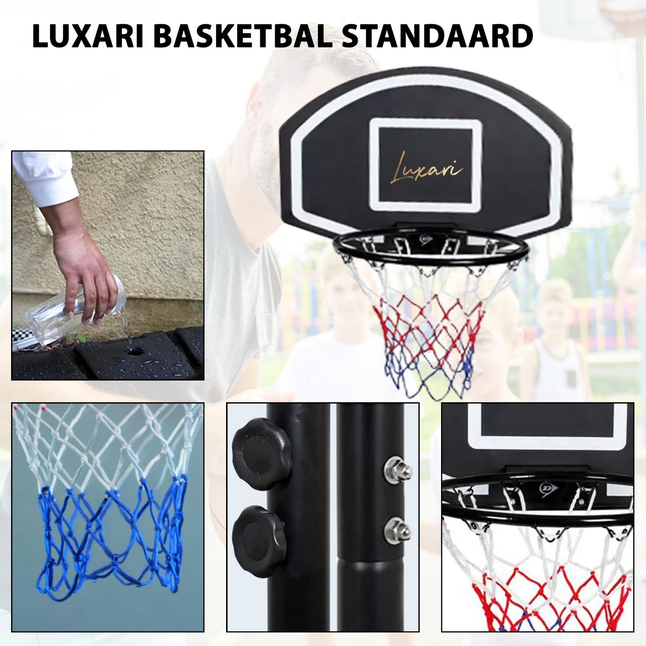 Latijns Sturen Mondwater Luxari Basketbalpaal Pro - In Hoogte Verstelbaar: 180 - 215 cm - Baske –  LuxariFitness