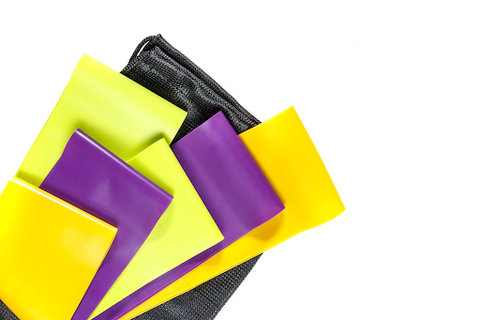 assortment of different colors of resistance bands