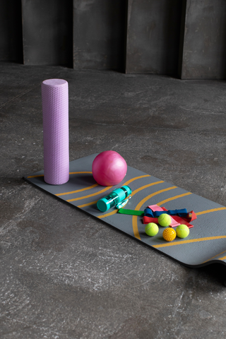 yoga mat with yoga equipment